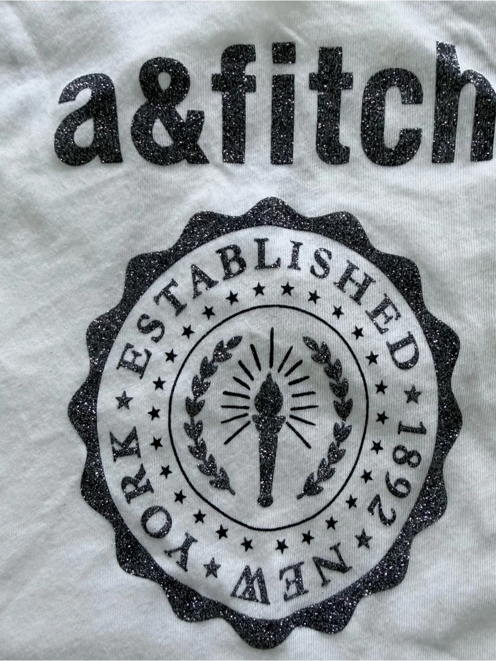 Abercrombie & Fitch Tank M (12) | NWT White Glitter Crisscross